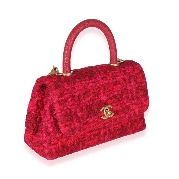 Chanel Pink Boucle Tweed Small Coco Top Handle - Picture 3 of 8